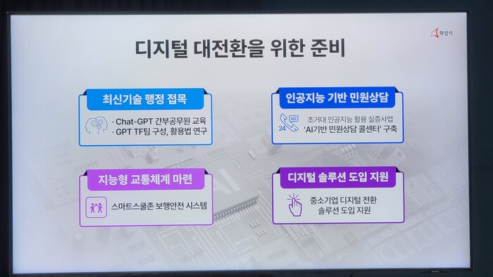 정명근 화성시장이 4일 오전 100여명의 기자들이 참석한 가운데 시정 브리핑을 통해 지난 취임 1년 소회와 앞으로 화성시 주요 정책 방향에 대해 설명하고 있다. / 김교민 기자 