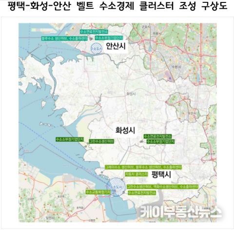평택-화성-안산 벨트 수소경제 클러스터 조성 구상도