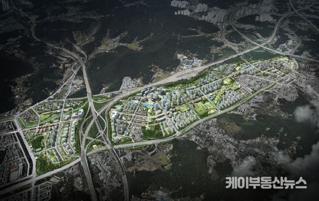 조감도. 지구계획 변경 등 조성계획 변경으로 개발 완료 시 상이할 수 있음