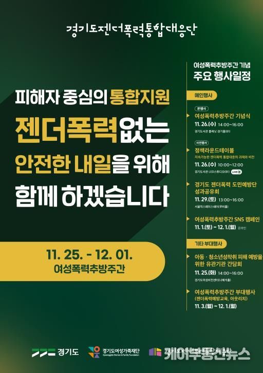 경기도, 여성폭력추방주간 맞아 도민과 함께하는 다양한 행사 개최