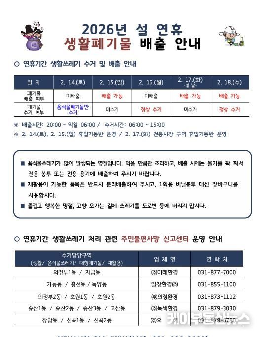 의정부시, 설 연휴 생활쓰레기 관리 대책 추진